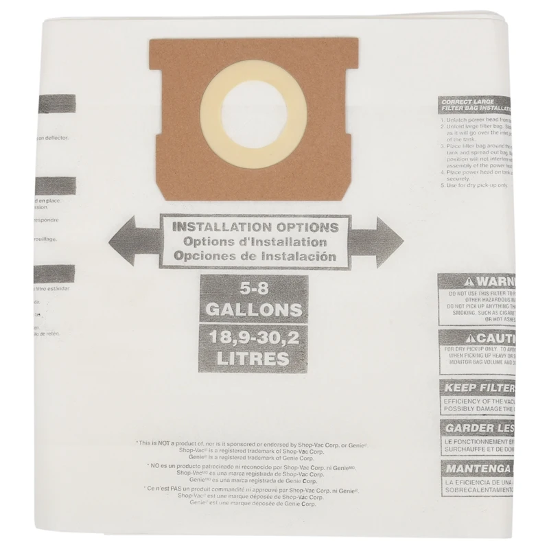 6 Pezzi Universal Dry Vac Dust Bag Da 5 A 8 Galloni Aspirapolvere Per Negozio Vac 5-8 Galloni Ridgid Vf Dust Bags