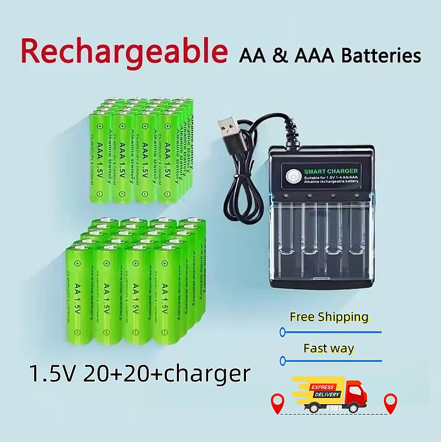 Original AA Rechargeable AAA Battery 1.5V AA 9800mAh/AAA 8800mAh for Clock Radio Video Game Digital Camera AA AAA Charger 1