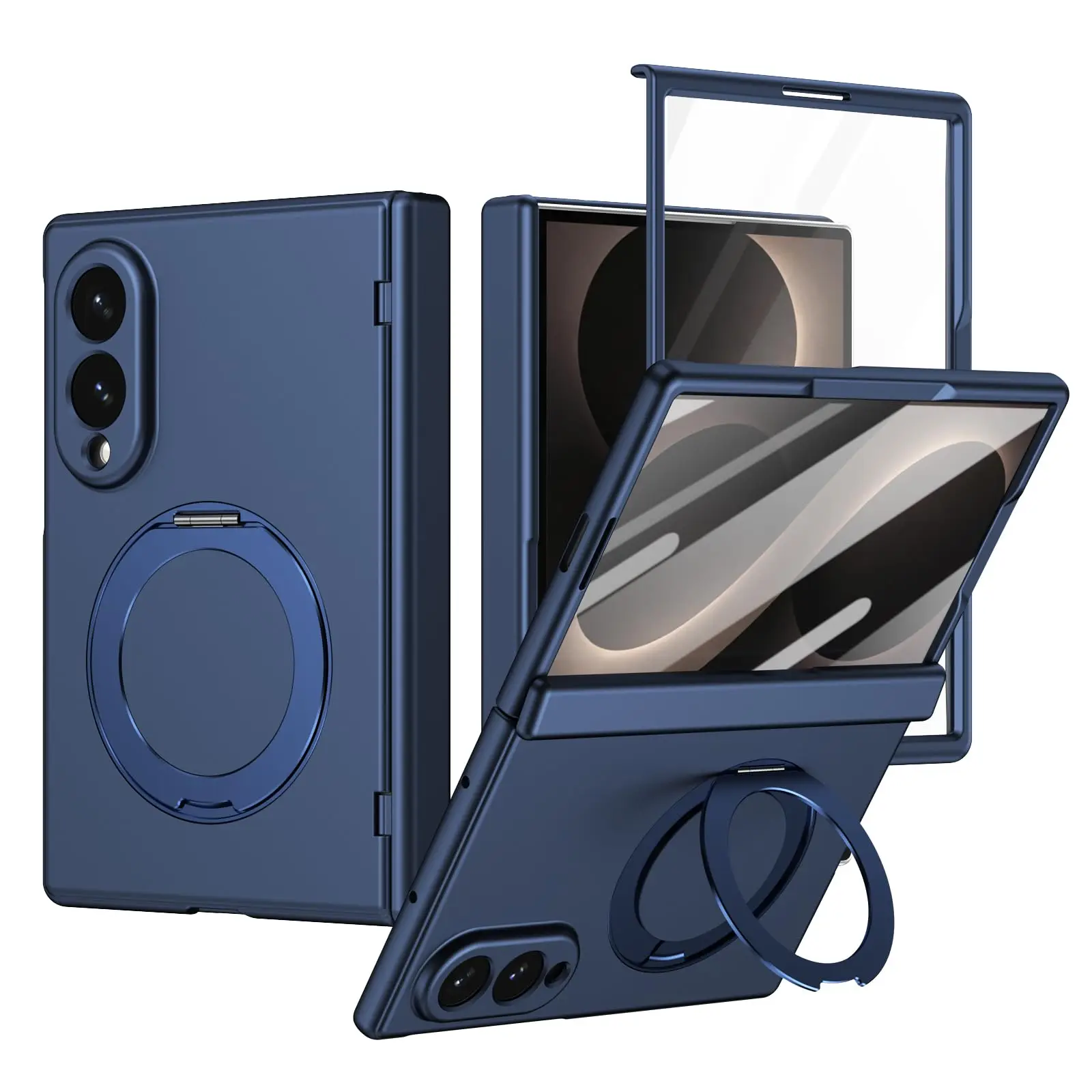 Premium Foldable Phone Case with Screen Protector - Hinge Protection & Hidden Kickstand, Shockproof Magnetic Design