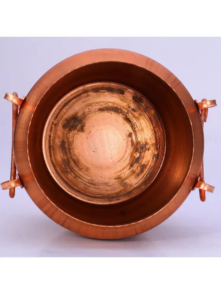Traditional Copper Thermal Cooker Home Thick Hammered Soup Pot Nonstick Stew Pan Stockpot with Lid 4L/5L/6L
