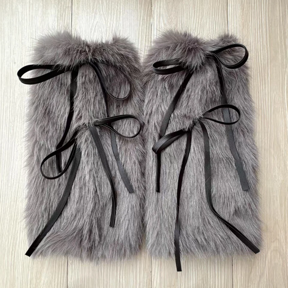 thumbnail image 2 of Womens Deer Print Clothes Y2K Faux Fur Leg Warmers – The Kawaii Factory 2 of 9