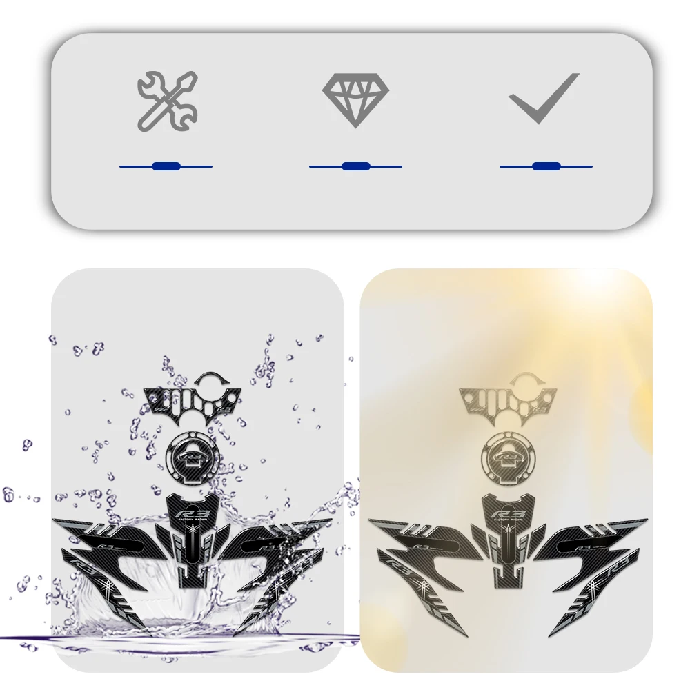 Motorcycle Tank Grip Pads Protector 3D Sticker Tank Traction Pad Side Anti-Slip Stickers For YZF R3 R 3 YZFR3 gas tank protector sticker motorcycle stickers motorcycle tank sticker tank grip traction pad motorcycle accessories