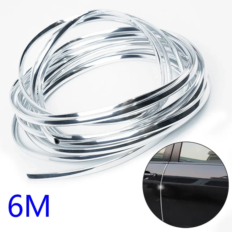 ABS Chrome Plated 6mm Car Chrome Trim Car Exterior Door Edge Decorative Strip Anti-collision