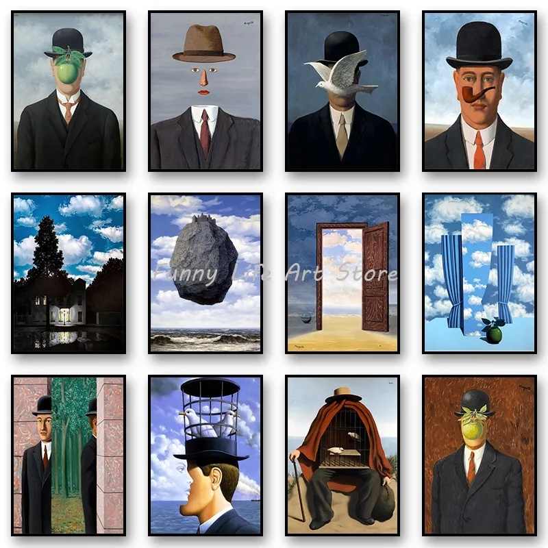 Rene Magritte Surreality Classic Artwork People Pigeon Poster Prints Canvas Printing Wall Art Picture For Living Room Home Decor