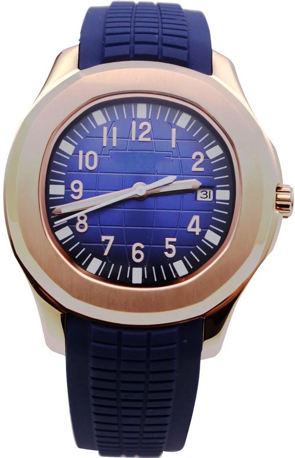 

mechanical mens watch Rose Gold Black Blue Rubber automatic