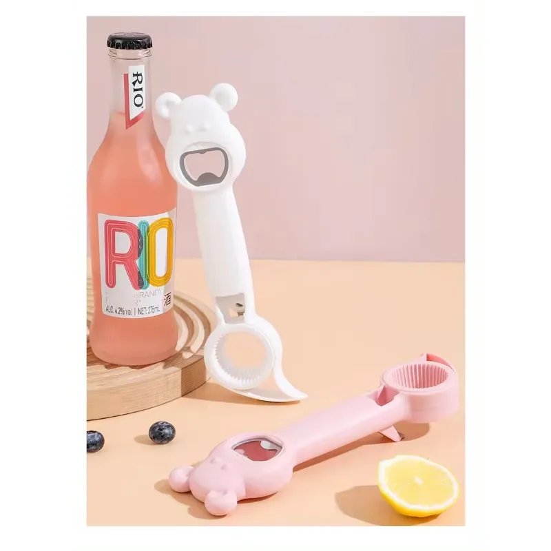 4 in 1 Can Opener Beer Bottle Opener Bottle Cap Tightener Plastic Bottle Opener Kitchen Catering Gadgets for Bottles and Cans