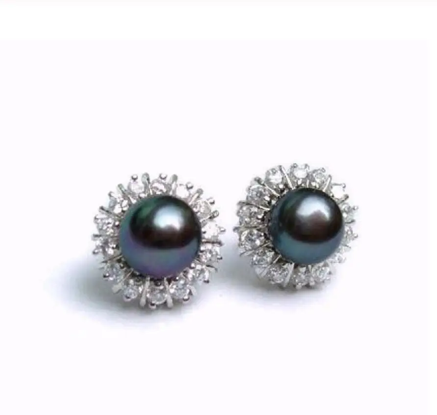 

8-9mm Akoya Black Natural Pearl Earring