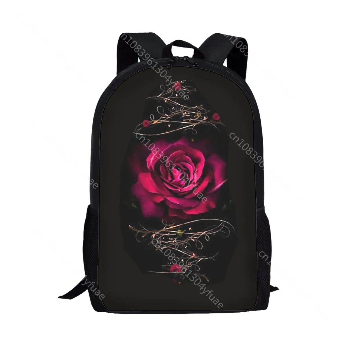 Purple Gothic Rose Pattern School Bags for Girls Teenager Shoulder Backpack Trend College Student Casual Women Travel Bag