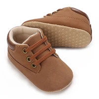 Fashionable 0-18M Boys and Girls' Shoes Classic Solid Color Leather Bottom Anti slip Preschool First Step Casual Sports Shoes 3