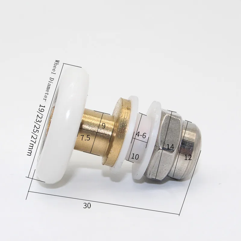 Shower Room Accessories 8PCS 20/23/25/27mm Diameter Shower Glass Sliding Door Hanging Wheel Roller Bathroom Sliding Cabinet Eccentric Pulleys