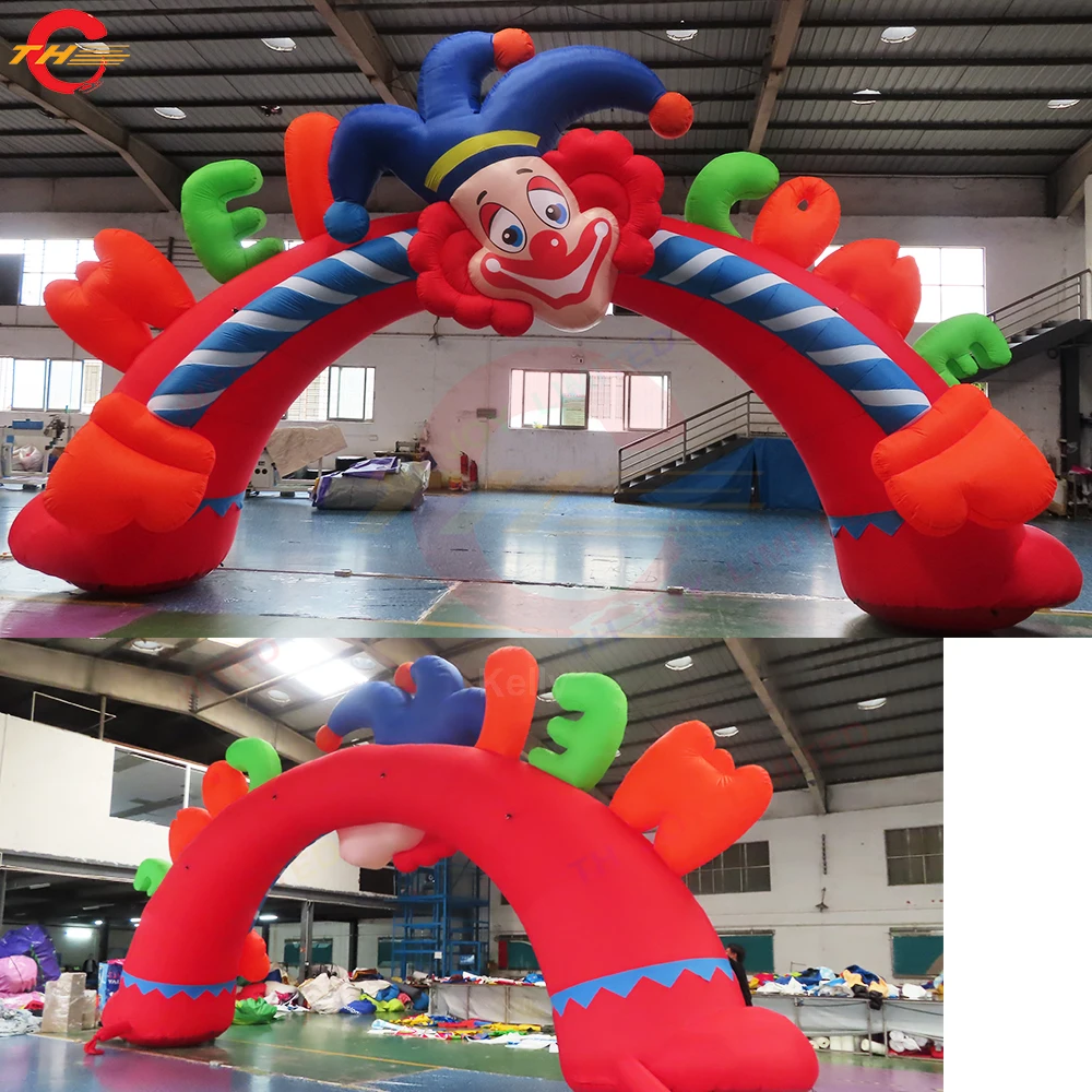 

Free Shipping 10m Wide Happy Clown Inflatable Arch Gate Circus Themed Blow UP Archway for Ground Opening