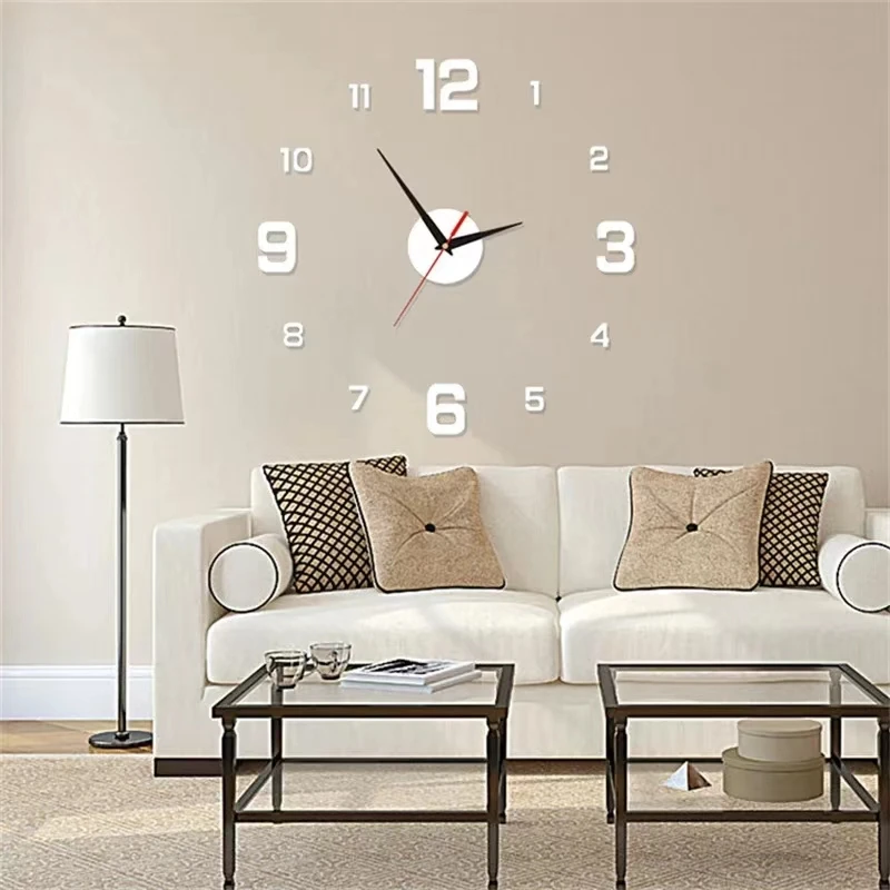 Modern Design Wall Clock DIY Clocks Fashion Clock Acrylic Mirror Stickers For Living Room Home Hotel Restaurant School Decoratio
