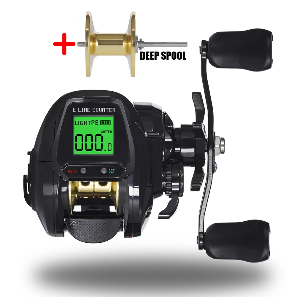 

Digital Fishing Reel Baitcasting Reel Black Orange Counting Depth Position Fishing Reel Left/Right Hand With Bite Alarm Durable