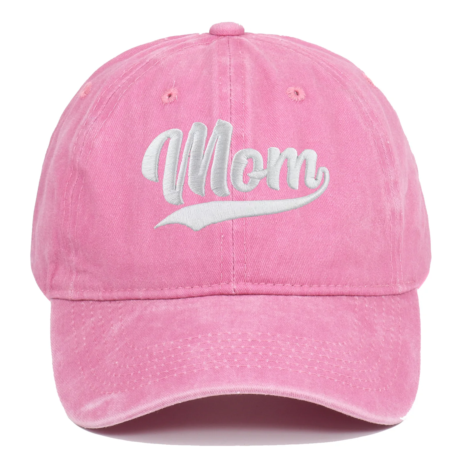 1 Stück Modische DAD MOM Bestickte Baseballkappen Verstellbare Paar-Hiphop-Baseballmützen Distressed Ausgebleichte Kappe Vintage Sonnenschutz-Hüte – Detail 10
