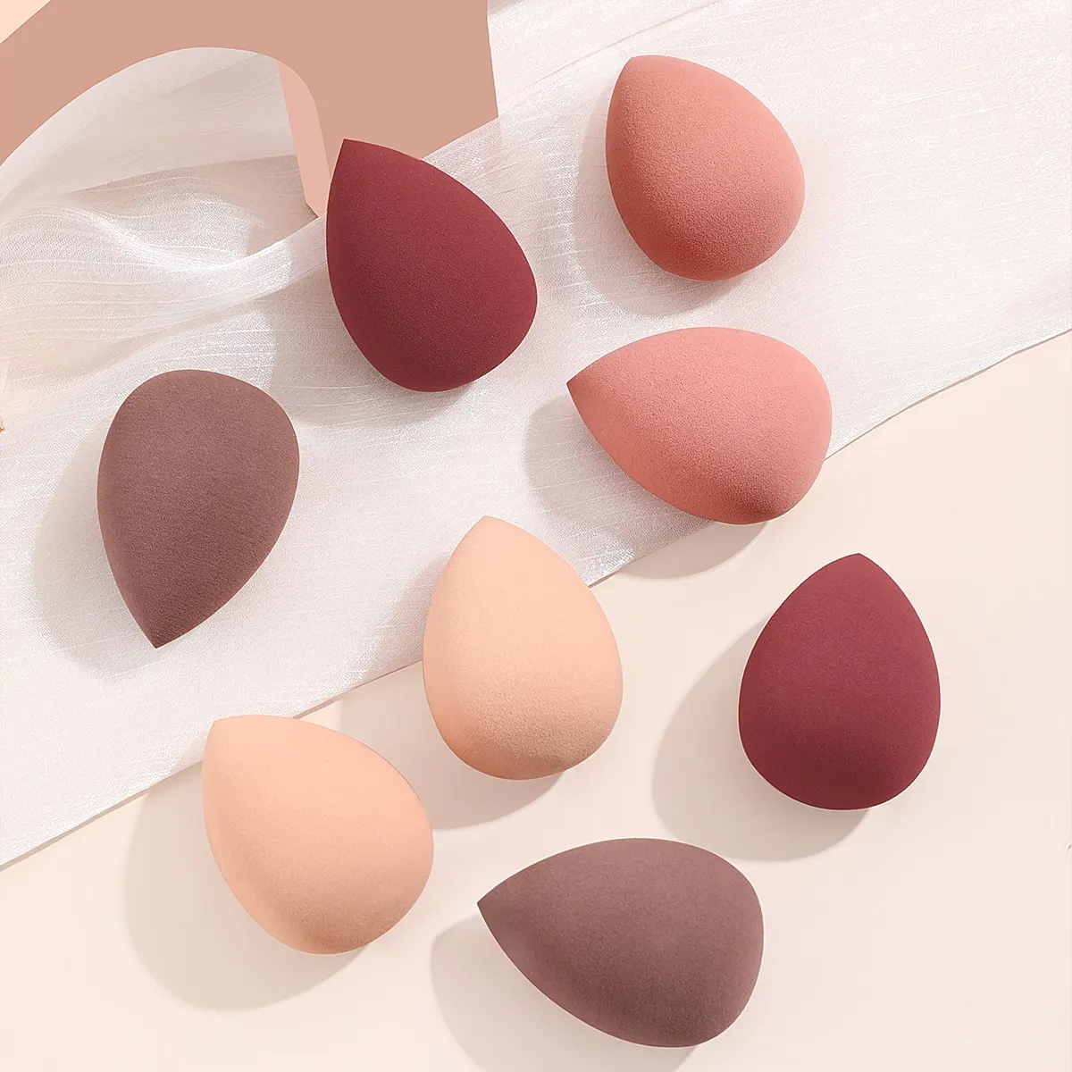 8pcs Hydrophilic Makeup Sponge Set - Egg Contour for Liquid/Powder | Latex-Free Wet&Dry Travel Kit Professional
