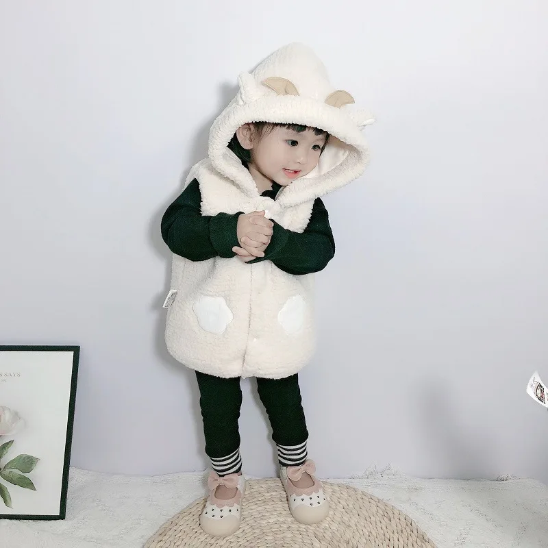 소년 소녀를위한 양털 조끼   가을 겨울 따뜻한 아늑한 야외 캐주얼웨어 패션 민소매 자켓 아동복