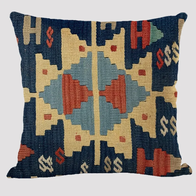 Bohemian Patterns Linen Cushions Case Multicolors Abstract Ethnic Geometry Print Decorative Pillows Case Living Room Sofa Pillow 