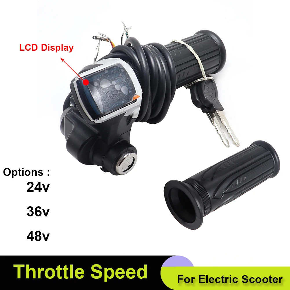 

1Pair Electric Scooter Bike Throttle Speed Adjustment Handle With Key Lock Display Handle Divides LCD Grip 24V 36V 48V