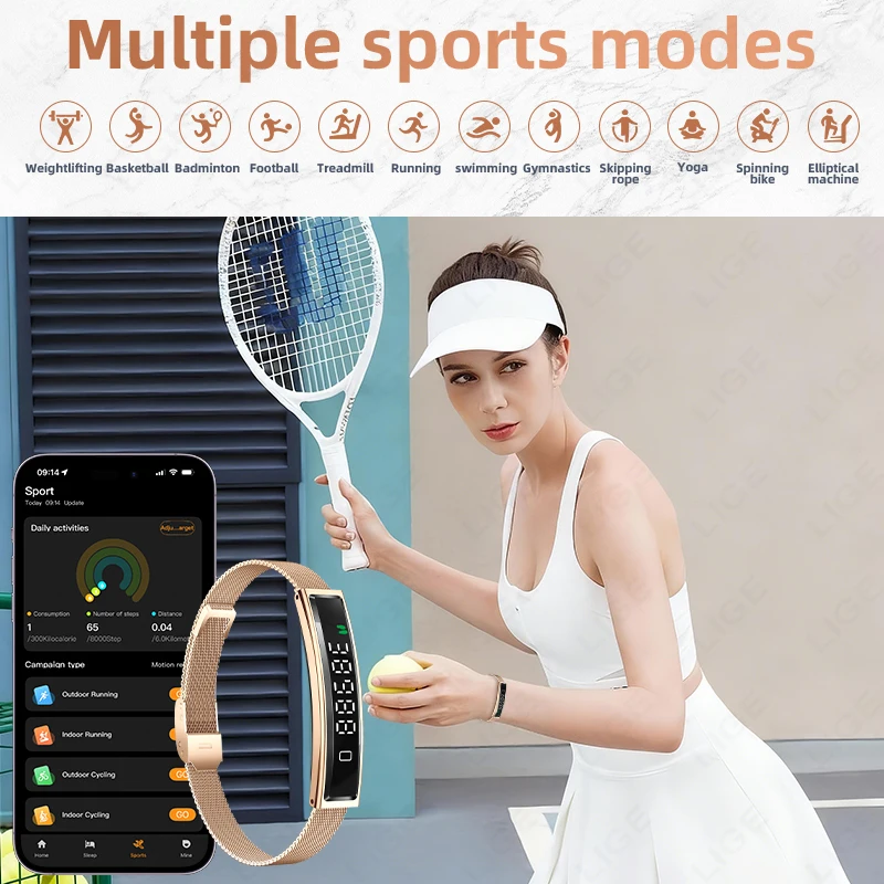 스포츠 여성 스마트 팔찌 2026 신상 패션 피트니스 트래커 데일리 심박수 건강 모니터링 IP68 방수 스마트워치 남성용