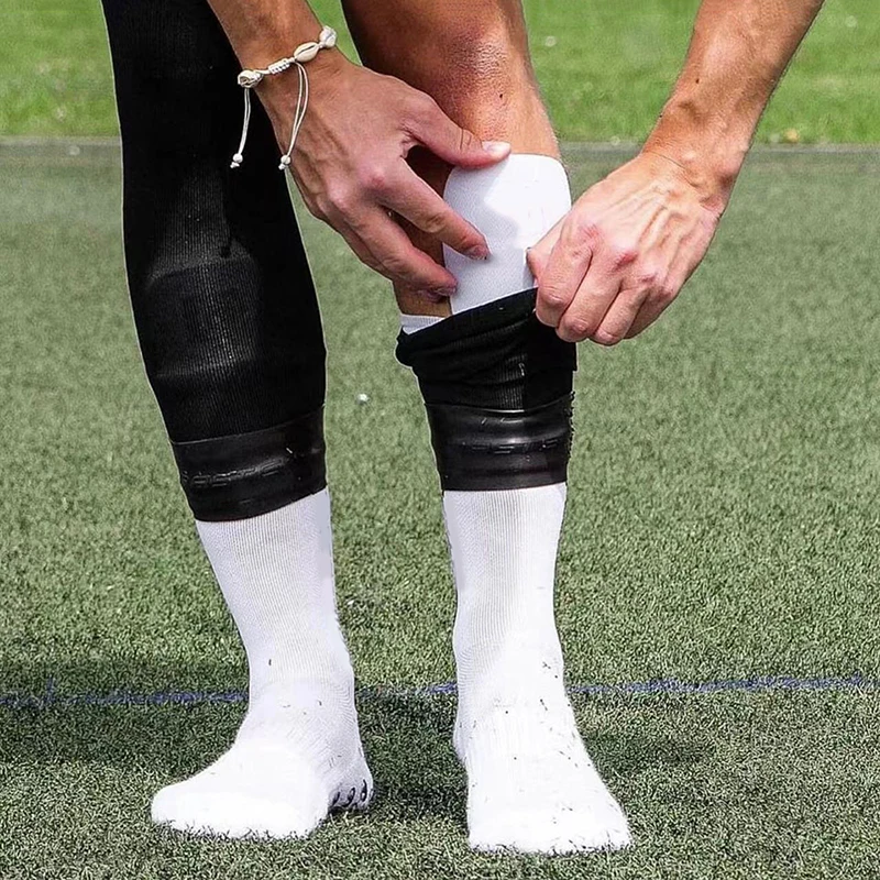 1 Pair Soccer Shin Guard Straps Silicones Shin Pad Holder Practical Pad Banding For Football Running Cycling Sports soccer shin guard straps