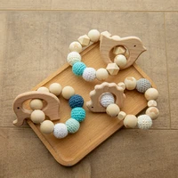 Baby Wooden Teether Beech Animal Wooden Rattle Toy Wood Teething Toys Baby Rattle Beads Bracelets Wooden Toys for children Gift 1