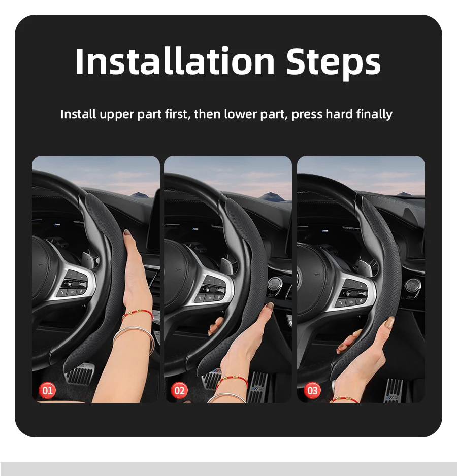 Geeignet für Deepal Atmungsaktive Löcher Leder-Lenkradabdeckung Segmentiertes Schnellverschluss-Design S07 L07 Autozubehör Auto – Detail 15