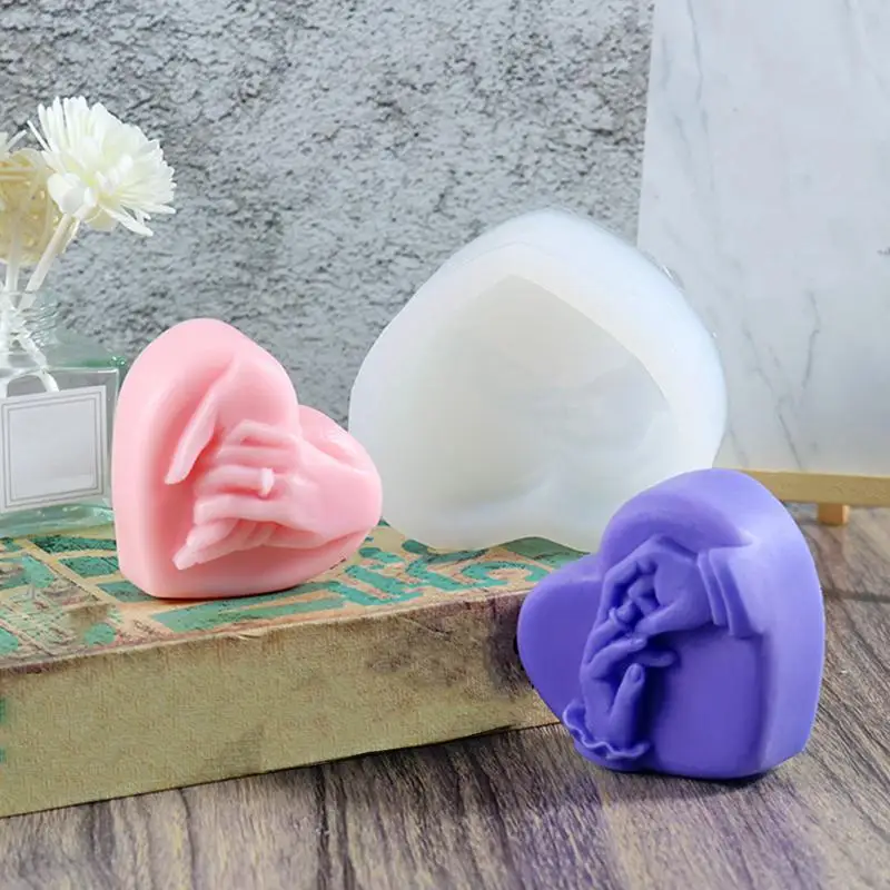 

Candle Silicone Mold Heart Candle Mold DIY Soap Aromatherapy Wax Candle Cake 3D Embossed Heart Shape Aromatherapy Candle Mold