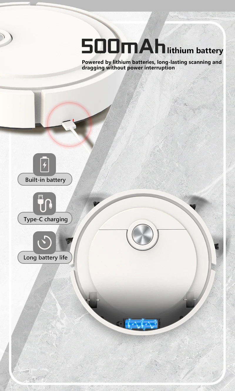 Description Picture 4 of itemSweeping Robot Vacuum Cleaner Mopping 3-in-1 Smart Automatic Vacuum Mop Robot Portable Sweeping Machine Home Cleaning Appliances