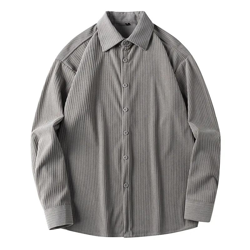 

New Men's Shirt Casual Korean Handsome Corduroy Jacket 2023 New Hong Kong Style Long Sleeve Shirt