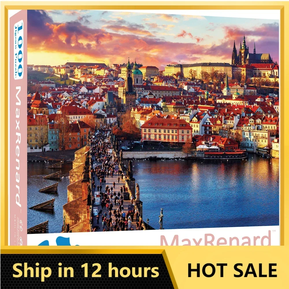 

MaxRenard 68*49cm Jigsaw Puzzle 1000 Pieces Adult Prague Castle Landscape Toys Home Wall Decoration Family Game Christmas Gifts