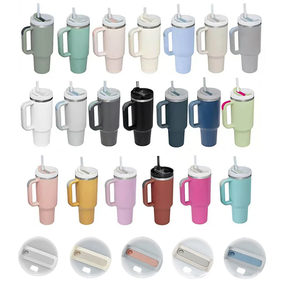 

Custom 40 oz Tumbler With Handle Lid and Straw Insulated Stainless Steel Dupe Travel Mug Iced Coffee Cup Car Travel Mug 40oz