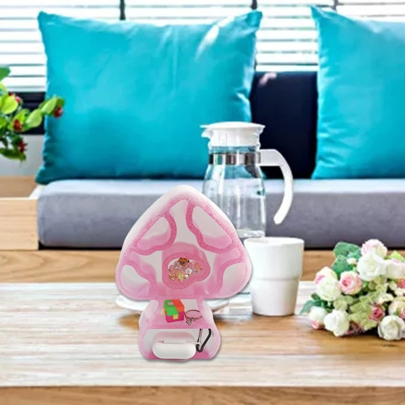 Y4QE DIY Mushroom Shaped Storage Shelf Epoxy Resin Mold Display Stand Silicone Mould