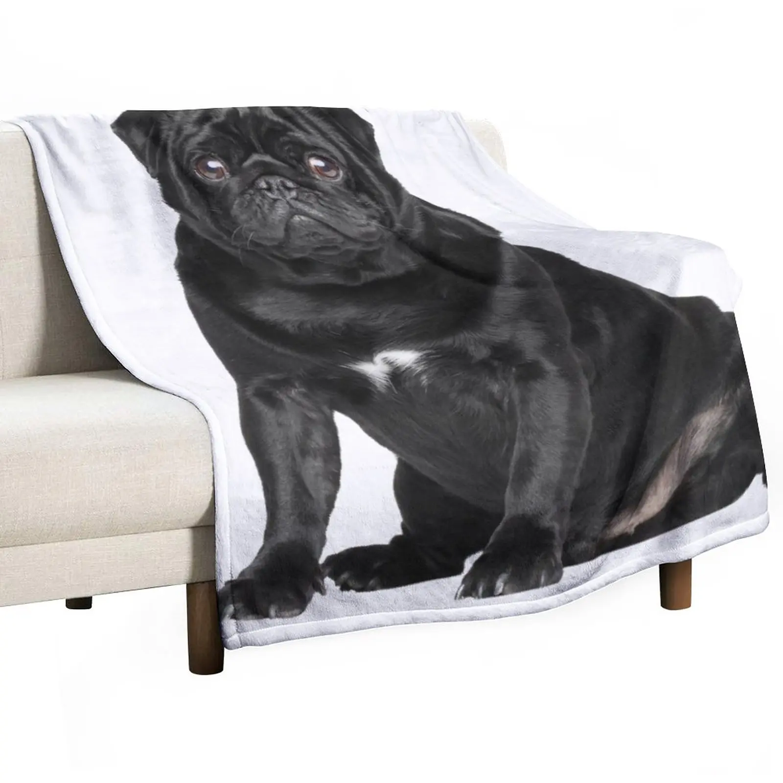 

Sweet Black Pug Throw Blanket Blanket For Baby Polar blanket
