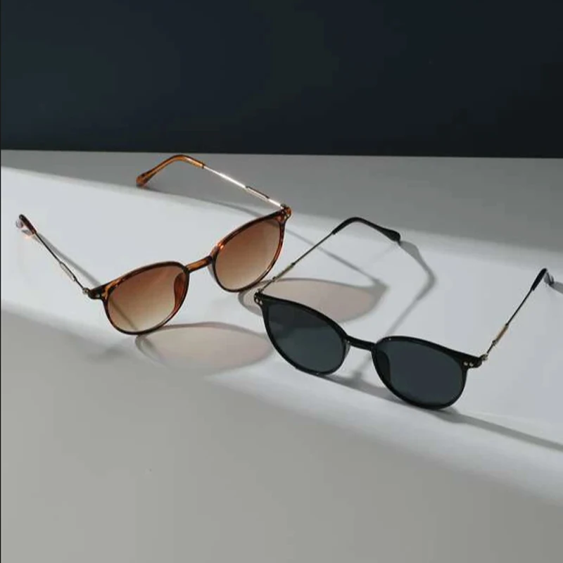 2 Paar pro Set kleine runde Sonnenbrille Damen niedliche Skinny Cat Eye Brillen Herren Vintage schmal Cateye Sonnenbrille Set – Detail 3