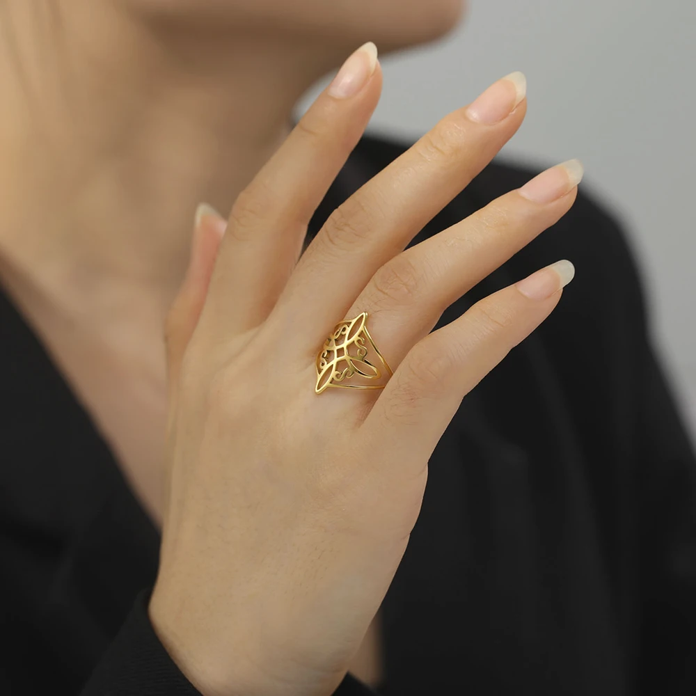 Dawapara Hexenknoten-Ring für Frauen Edelstahl Celtis-Knoten-Ring Hexerei-Amulett Wicca-Schmuck Valentinstag-Geschenk – Detail 6