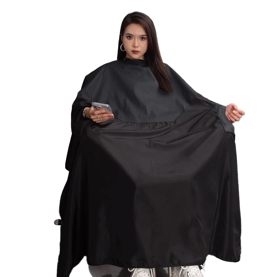 Customize Logo Hidden Sleeve Apron Button Closure Salon Barber Cape Waterproof Stylist Cloth Gown Wrap Hairdresser Coiffure 1893 2