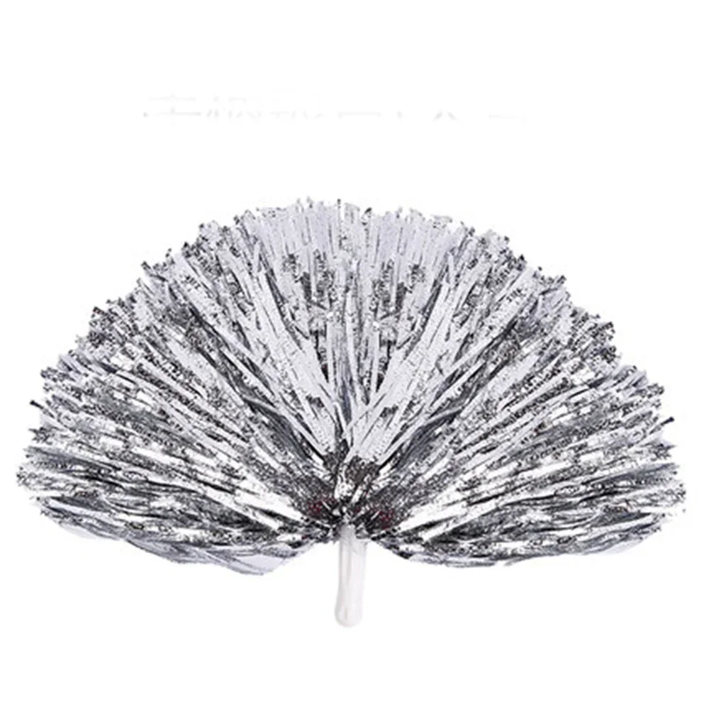 Plastic Double Hole Handle Metal Cheering Streamer Cheerleading Pom Ball Cheering Decorator Club Sport Supply 20g 2PCS Random