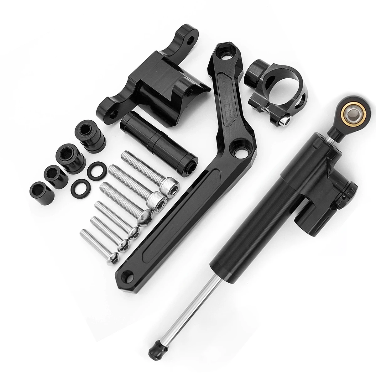 

For Benelli BN600 BJ600 Black Aluminum CNC Motorcycle Stabilizer Damper Steering Mounting Mount Bracket Holder Support Kit Set