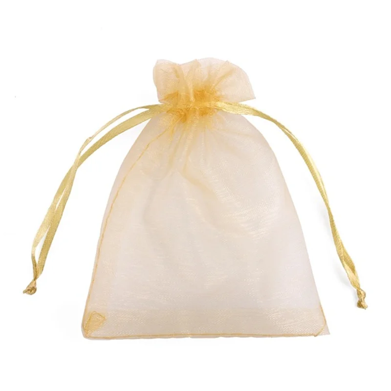 Solid Color Organza Gift Bags - Mesh Tulle Fabric Pouches for Weddings and Events (50/100pcs)