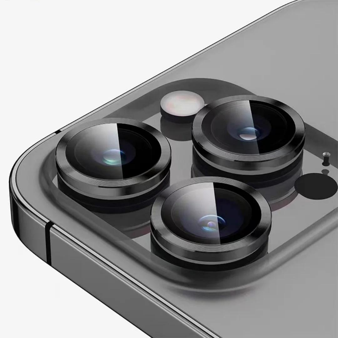 Premium Metal Camera Lens Protector with 9H Tempered Glass Cover