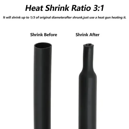 3:1 Black With Glue Heat Shrink Tube Dual Wall Tubing 1.6 ~ 50mm Diameter Polyolefin Insulated Adhesive Lined Shrink Wrap Sleeve - Image 4
