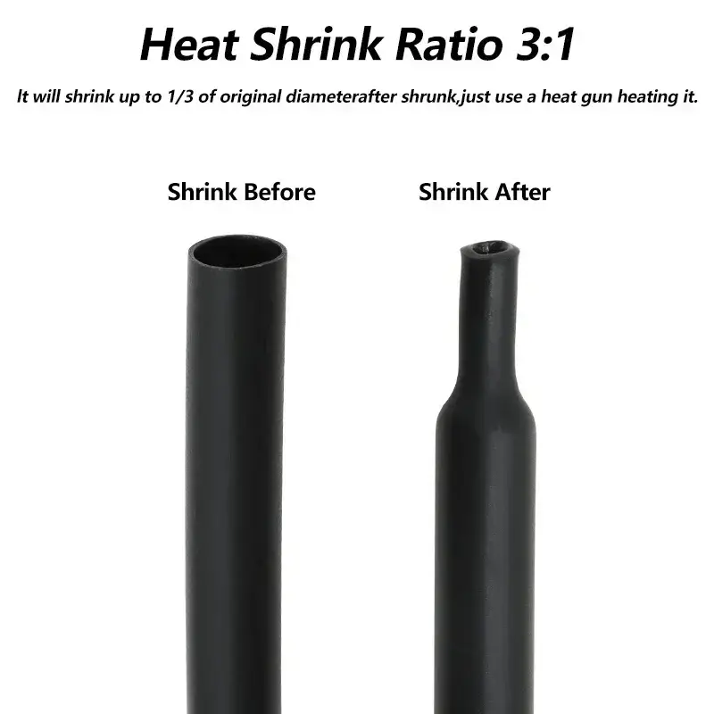 3:1 Black With Glue Heat Shrink Tube Dual Wall Tubing 1.6 ~ 50mm Diameter Polyolefin Insulated Adhesive Lined Shrink Wrap Sleeve - Image 4
