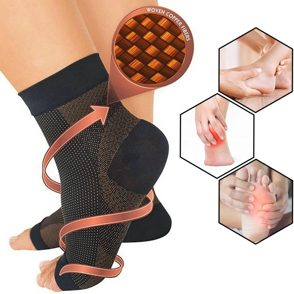 1pair Cheville Compression Sleeve-open Toe Ompression Chaussettes Pour  Gonflement Fasciite Plantaire Pour Femmes Hommes