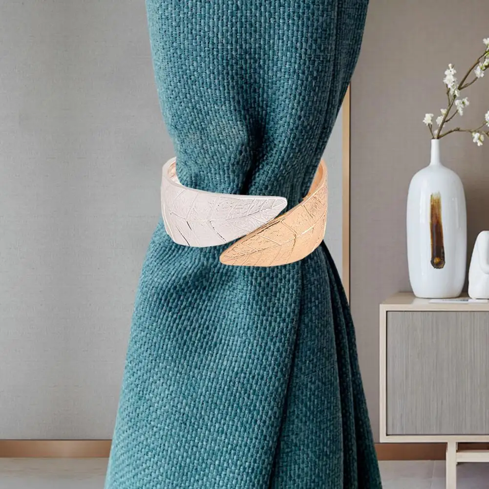 

Curtain Tieback 2Pcs Beautiful Punch-free Glossy Minimalist Leaves Shape Drapery Holdback Home Accessories