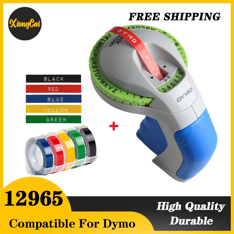 Dymo-12965 라벨 프린터, 수동 휴대용 프린터, 3D 엠보싱 테이프 포함, Dymo 오거나이저, Xpress, 엠보싱, 라벨 메이커 기계