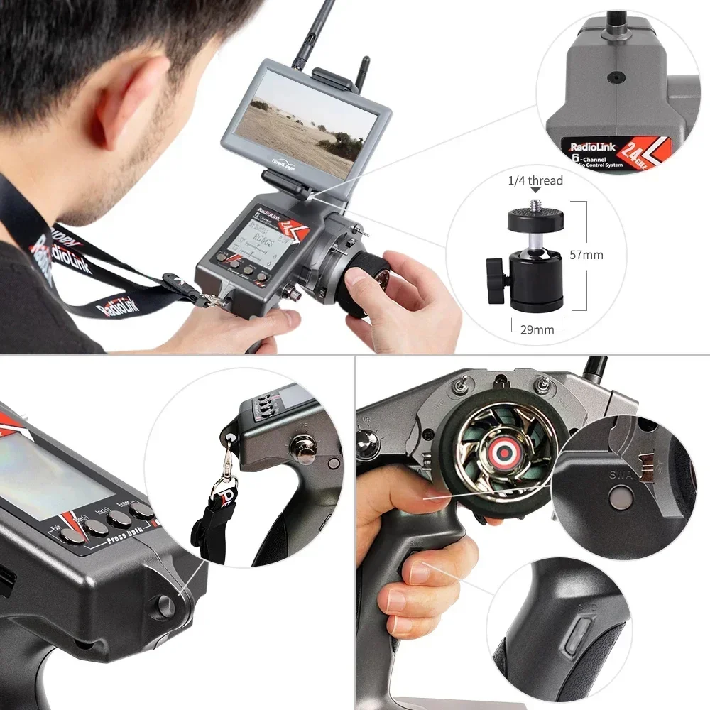 Radiolink RC6GS V3 2.4G 7 canaux avec récepteur R7FG télémétrie gyro