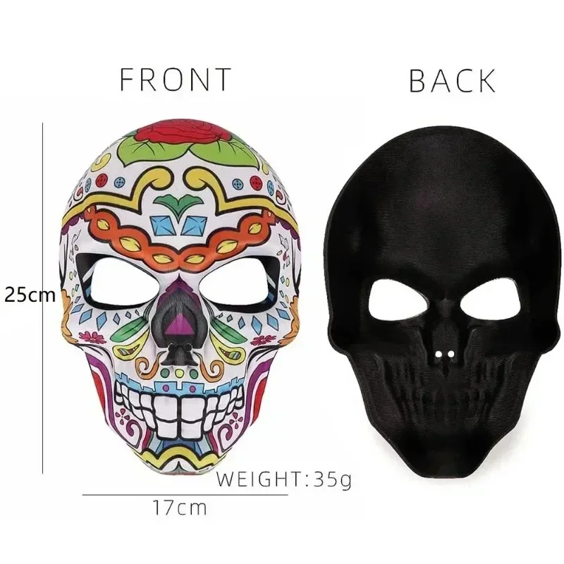 Description Picture 3 of itemDay of The Dead Skull Masks Mexican Halloween Masquerade Full Bones Mask Prop Festivals Party Supplies Cosplay Girl Woman