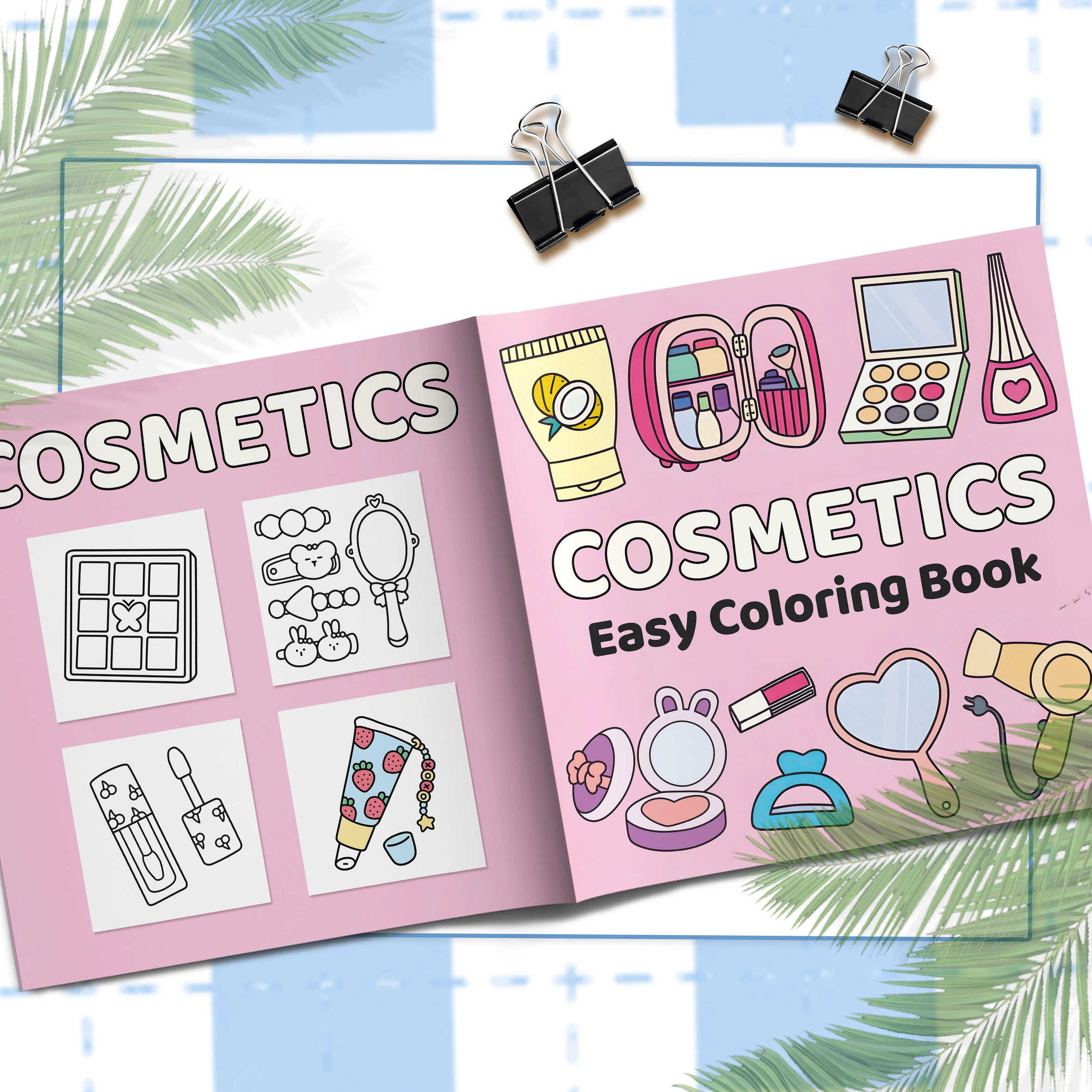 "Adult Picture Book - Pink-Themed Mini Cosmetics Coloring Book: A Beautiful Gift for Relaxation and Creativity 3