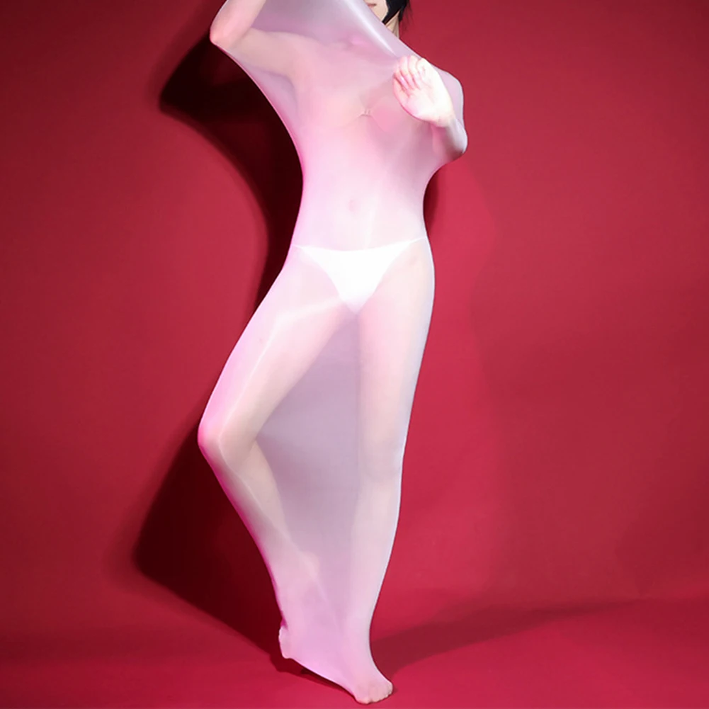 

Seamless Glossy Full Bodystocking Transparent Sleeping Bag Lingerie Bodysuit See Through Mesh Jumpsuits Nightwear Uniform