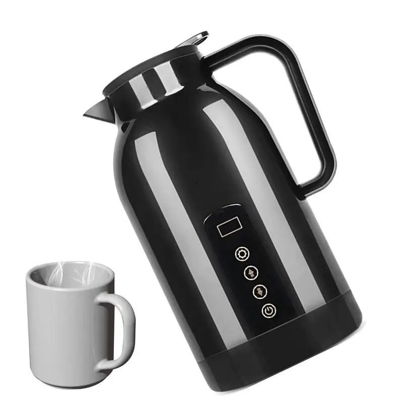 

Car Travel Kettle Black Car Coffee Warmer 1150ml 12V/24V Car Heating Cup Food Grade Stainless Steel Safe Non-slip Base For Milk